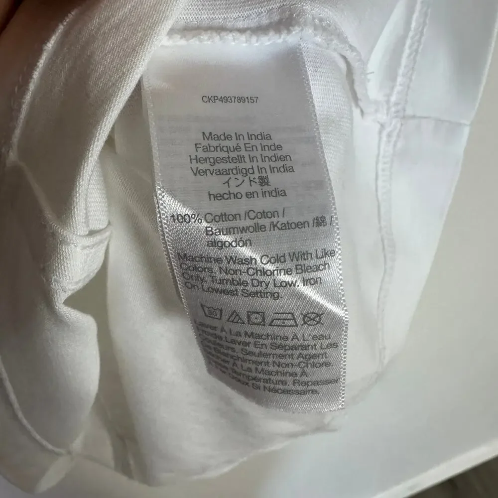 Madewell Puff-Sleeve Tee Womens S White Crew Neck Cotton Relaxed Fit Ruffle Trim
